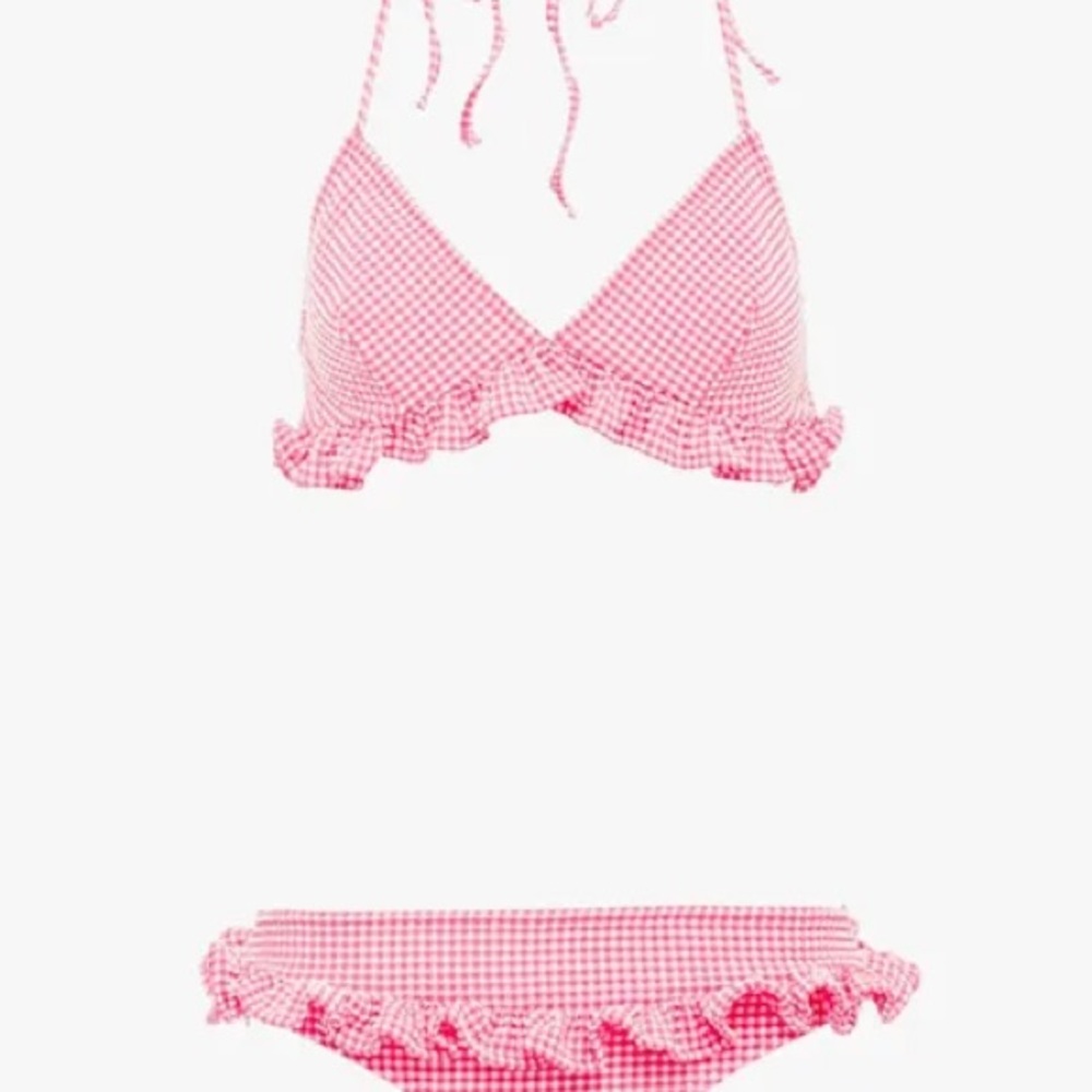 Miu Miu Pink Gingham Bikini with Ruffle Trim
